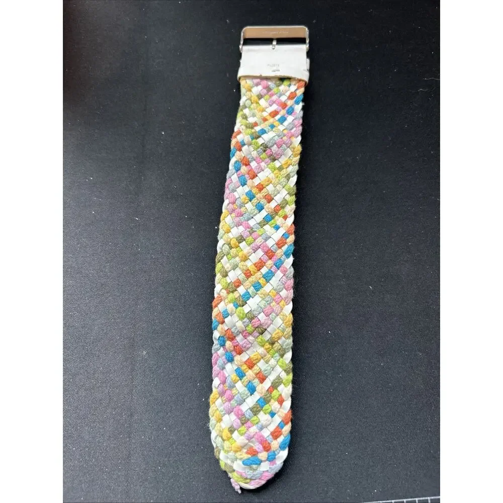 Silver Tone Multicolored Braided Band Women’s Quartz Watch